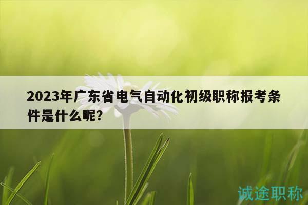 2023年廣東省電氣自動化初級職稱報考條件是什么呢？
