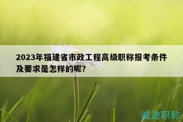 2023年福建省市政工程高級職稱報考條件及要求是怎樣的呢？