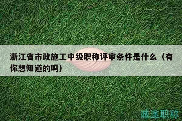 浙江省市政施工中級職稱評審條件是什么（有你想知道的嗎）