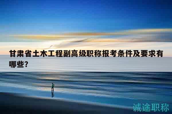 甘肅省土木工程副高級職稱報考條件及要求有哪些？