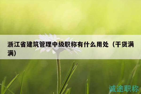 浙江省建筑管理中級(jí)職稱(chēng)有什么用處（干貨滿(mǎn)滿(mǎn)）