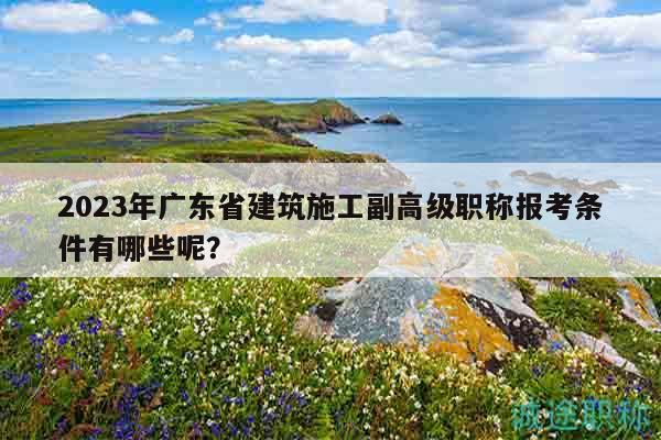 2023年廣東省建筑施工副高級(jí)職稱(chēng)報(bào)考條件有哪些呢？