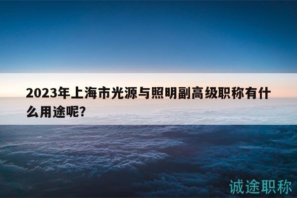 2023年上海市光源與照明副高級職稱有什么用途呢？