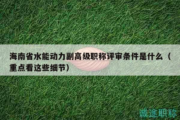 海南省水能動力副高級職稱評審條件是什么（重點看這些細節(jié)）