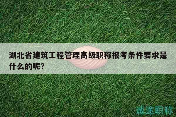 湖北省建筑工程管理高級(jí)職稱報(bào)考條件要求是什么的呢？