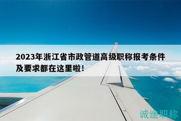 2023年浙江省市政管道高級(jí)職稱報(bào)考條件及要求都在這里啦！