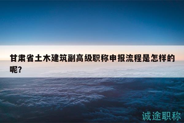 甘肅省土木建筑副高級(jí)職稱申報(bào)流程是怎樣的呢？