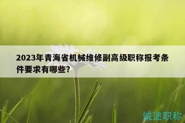2023年青海省機械維修副高級職稱報考條件要求有哪些？