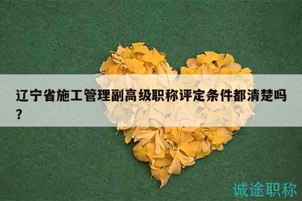 遼寧省施工管理副高級職稱評定條件都清楚嗎？