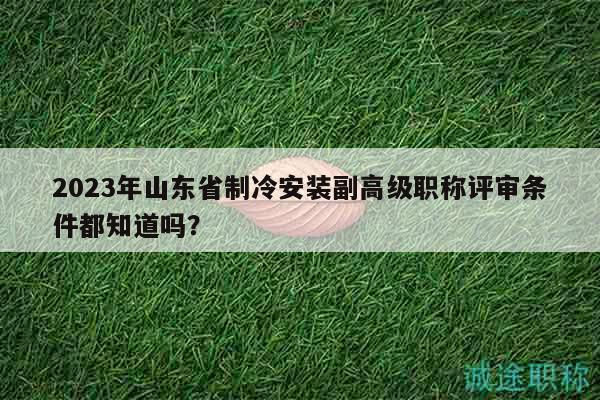 2023年山東省制冷安裝副高級(jí)職稱評(píng)審條件都知道嗎？