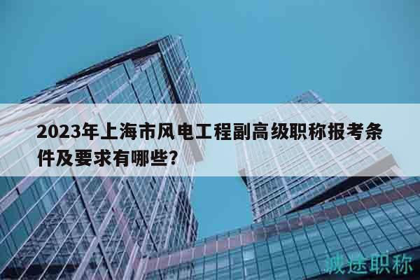 2023年上海市風電工程副高級職稱報考條件及要求有哪些？