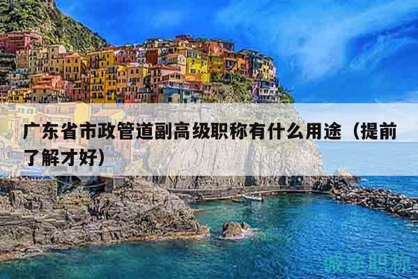 廣東省市政管道副高級職稱有什么用途（提前了解才好）