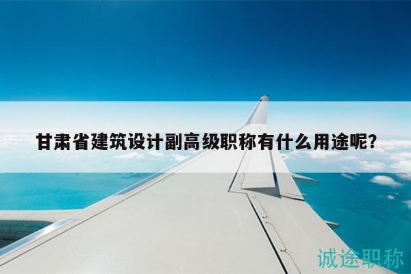 甘肅省建筑設(shè)計(jì)副高級(jí)職稱有什么用途呢？