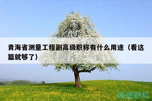 青海省測(cè)量工程副高級(jí)職稱(chēng)有什么用途（看這篇就夠了）