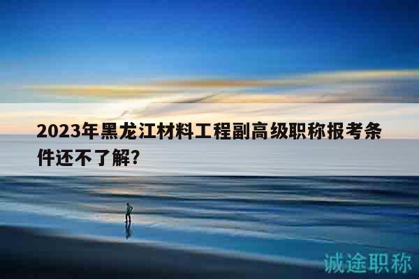 2023年黑龍江材料工程副高級(jí)職稱報(bào)考條件還不了解？