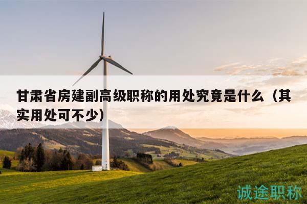 甘肅省房建副高級(jí)職稱的用處究竟是什么（其實(shí)用處可不少）