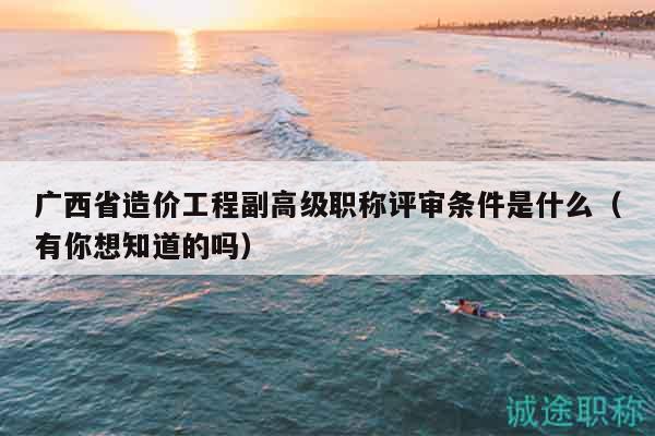 廣西省造價工程副高級職稱評審條件是什么（有你想知道的嗎）