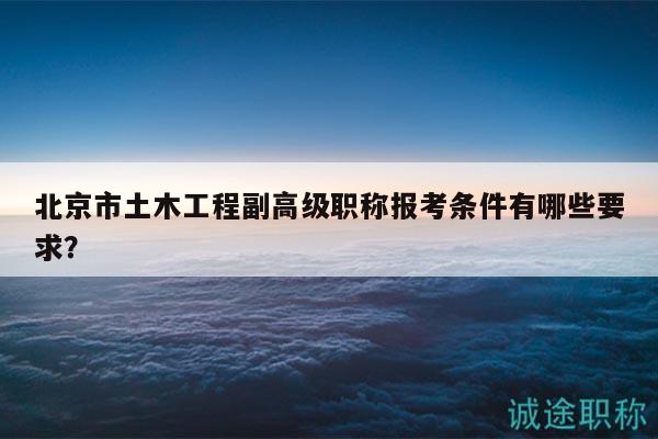 北京市土木工程副高級職稱報考條件有哪些要求？