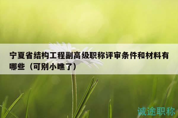 寧夏省結(jié)構(gòu)工程副高級職稱評審條件和材料有哪些（可別小瞧了）
