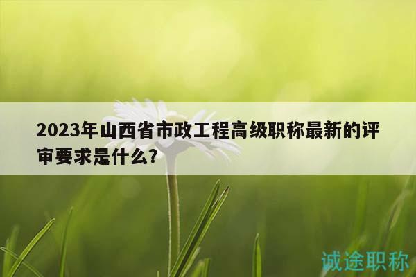 2023年山西省市政工程高級(jí)職稱(chēng)最新的評(píng)審要求是什么？