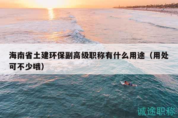 海南省土建環(huán)保副高級職稱有什么用途（用處可不少哦）