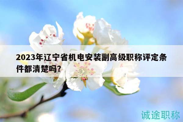 2023年遼寧省機電安裝副高級職稱評定條件都清楚嗎？