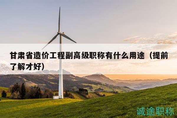 甘肅省造價(jià)工程副高級(jí)職稱有什么用途（提前了解才好）