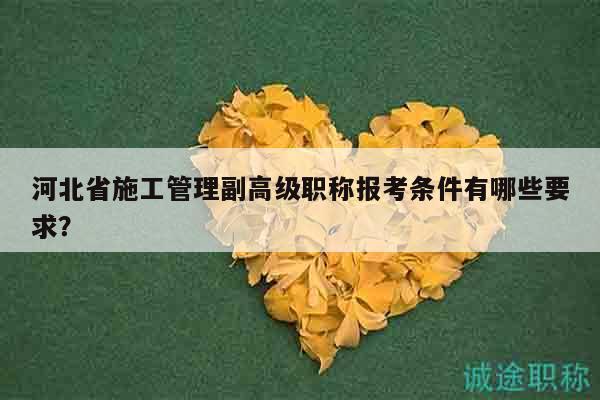 河北省施工管理副高級(jí)職稱報(bào)考條件有哪些要求？