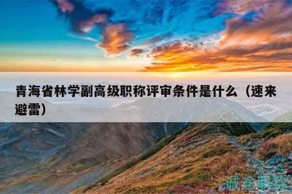 青海省林學(xué)副高級職稱評審條件是什么（速來避雷）