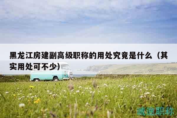 黑龍江房建副高級職稱的用處究竟是什么（其實用處可不少）