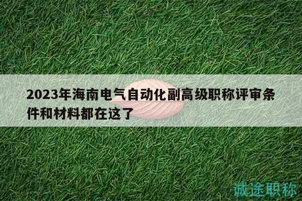 2023年海南電氣自動(dòng)化副高級(jí)職稱評(píng)審條件和材料都在這了