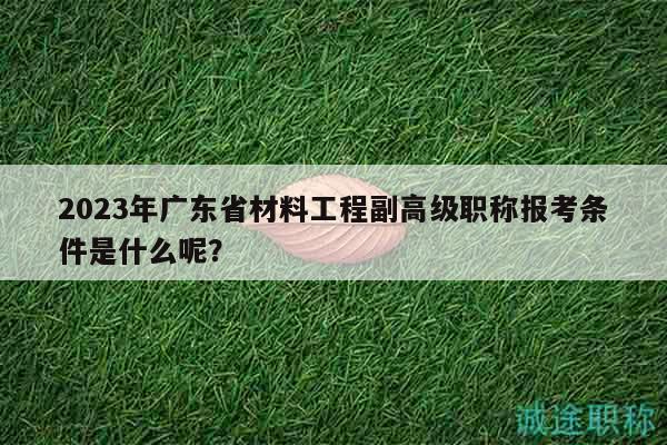2023年廣東省材料工程副高級(jí)職稱報(bào)考條件是什么呢？