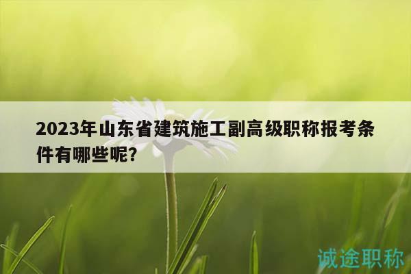 2023年山東省建筑施工副高級(jí)職稱報(bào)考條件有哪些呢？