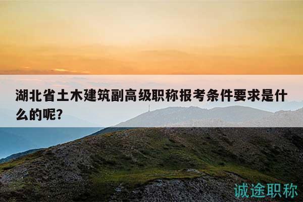 湖北省土木建筑副高級職稱報考條件要求是什么的呢？