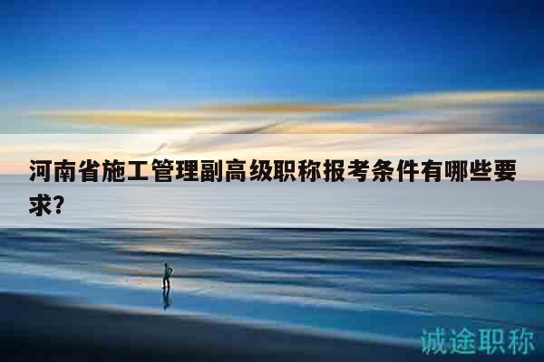 河南省施工管理副高級職稱報考條件有哪些要求？