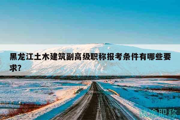黑龍江土木建筑副高級職稱報考條件有哪些要求？