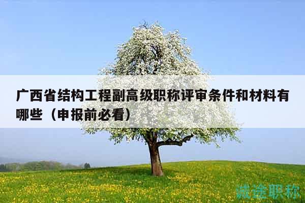 廣西省結構工程副高級職稱評審條件和材料有哪些（申報前必看）
