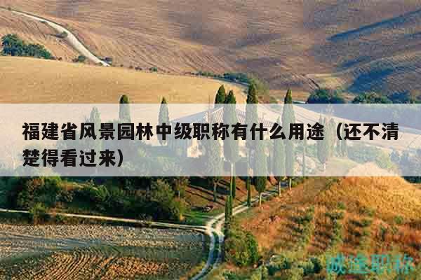 福建省風(fēng)景園林中級(jí)職稱有什么用途（還不清楚得看過來）