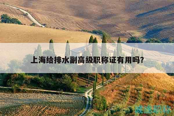 上海給排水副高級職稱證有用嗎？