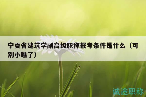 寧夏省建筑學(xué)副高級職稱報(bào)考條件是什么（可別小瞧了）