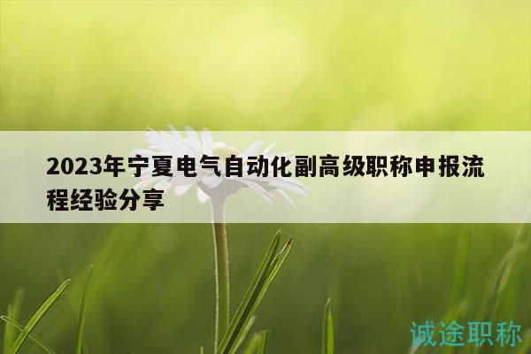 2023年寧夏電氣自動化副高級職稱申報流程經(jīng)驗分享