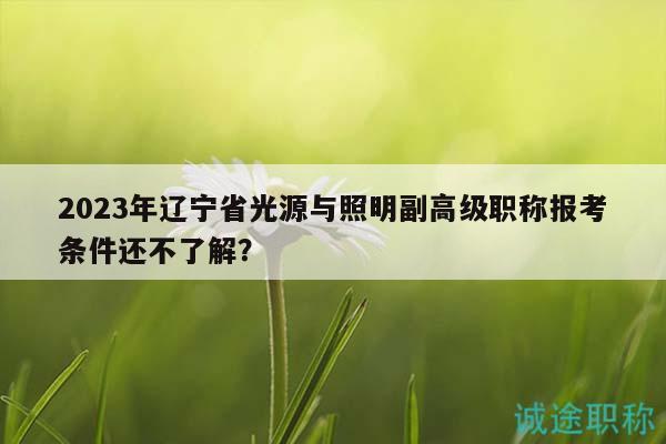 2023年遼寧省光源與照明副高級職稱報考條件還不了解？