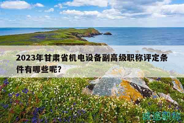 2023年甘肅省機電設備副高級職稱評定條件有哪些呢？