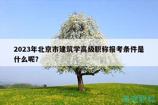 2023年北京市建筑學(xué)高級職稱報(bào)考條件是什么呢？