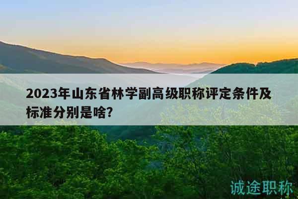 2023年山東省林學(xué)副高級職稱評定條件及標準分別是啥？