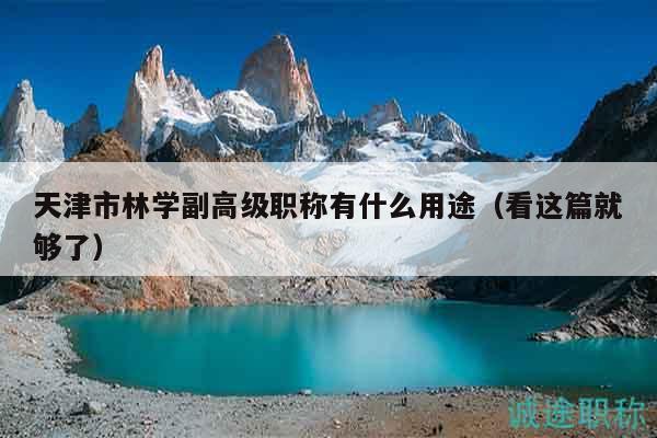 天津市林學副高級職稱有什么用途（看這篇就夠了）