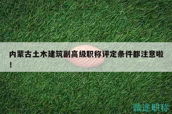 內(nèi)蒙古土木建筑副高級(jí)職稱評(píng)定條件都注意啦！