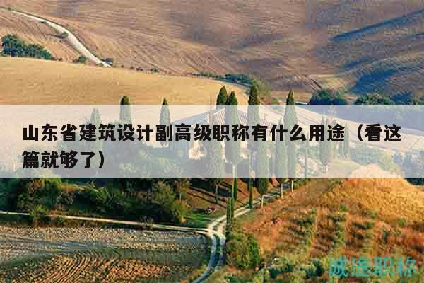 山東省建筑設(shè)計副高級職稱有什么用途（看這篇就夠了）