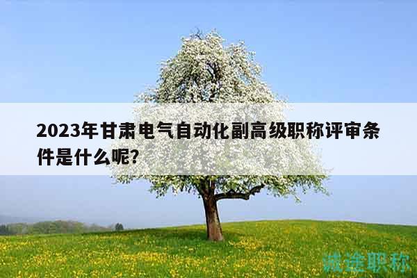 2023年甘肅電氣自動化副高級職稱評審條件是什么呢？