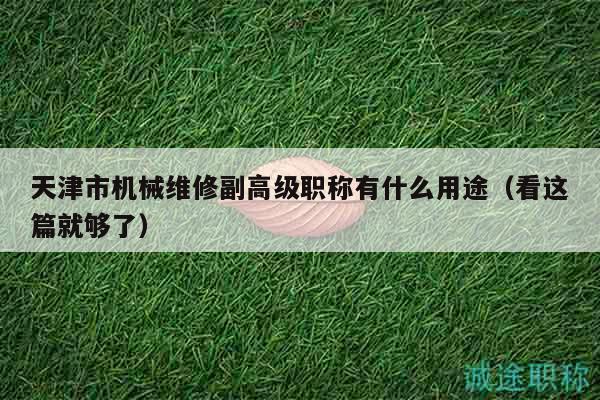 天津市機(jī)械維修副高級(jí)職稱有什么用途（看這篇就夠了）